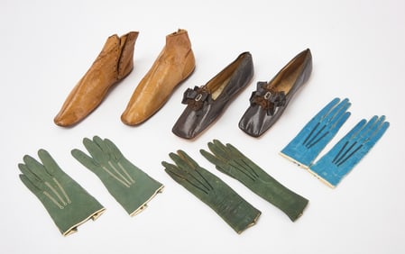 Group of Early Ladies Gloves and Shoes