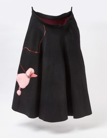 Girls' Rockabilly Poodle Appliqué Circle Skirt