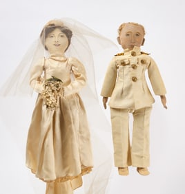 Painted Cloth Doll Set - Bride & Groom