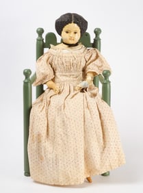 Greiner Doll with Painted Chair
