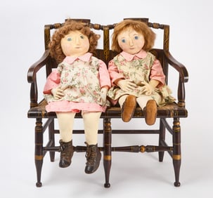Pair of Rag Dolls with Windsor Bench