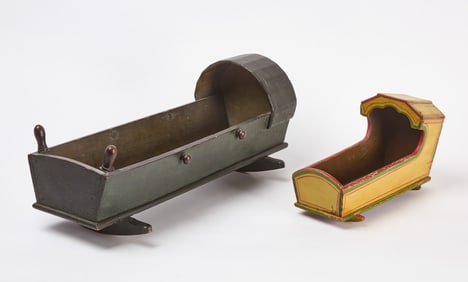 Two Painted and Hooded Doll Cradles