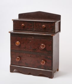 Diminutive Paint-Decorated Small Chest of Drawers