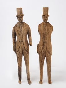 Pair of Carved Wooden Figures
