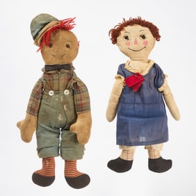 Early Raggedy Ann Doll and Andy Doll