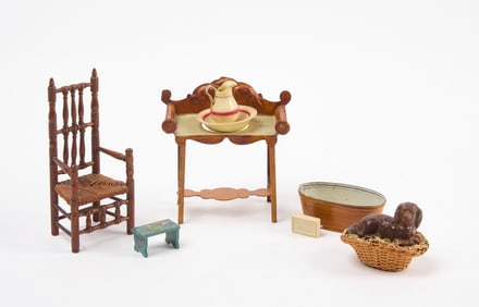 Group of Dollhouse Furniture and Decor