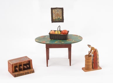Group of Folk Dollhouse Accessories