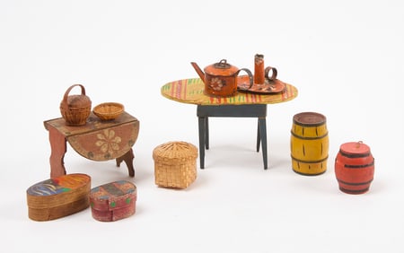 Dollhouse Scene with Folk Decor