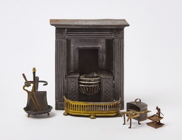 Dollhouse Fireplace Scene and Accessories