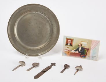 Group of Chatelaine Belt Clips and Historical Objects