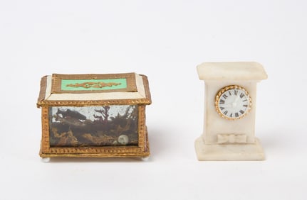 Dollhouse Miniature Aquarium and Mantel Clock