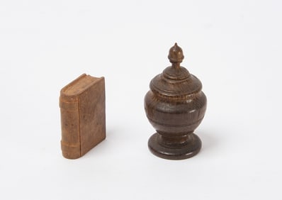 Dollhouse Miniature Book and Treen Compote