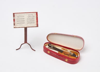 Dollhouse Miniature Violin and Music Stand