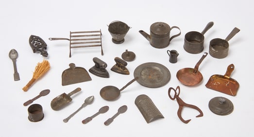Group of Dollhouse Tin Accessories and Others