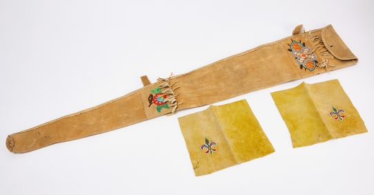 Native Scabbard and Two Beaded Panels