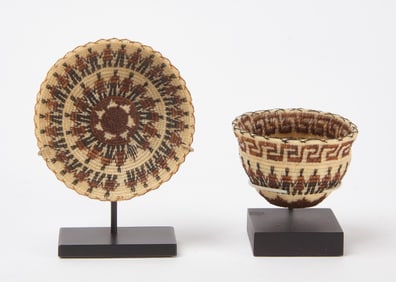 Two Exceptional Horsehair Miniature Baskets