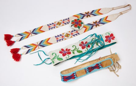 Two Native Beaded Belts and Necklace