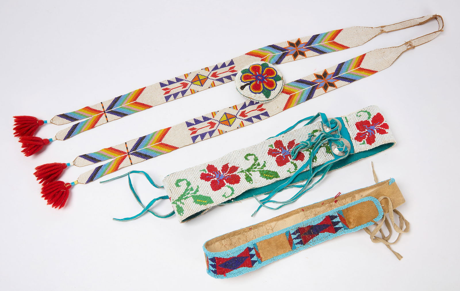 Two Native Beaded Belts and Necklace (1 of 4)