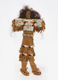 Native American Doll with Fringed Beadwork Clothing
