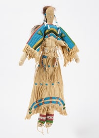 Tall Native American Doll with Earrings and Beadwork