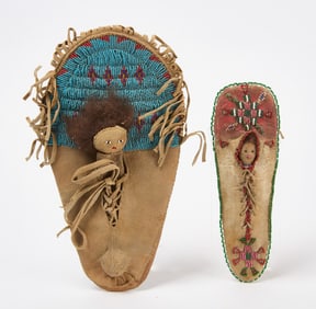 Two Native American Beaded Doll Cradleboards