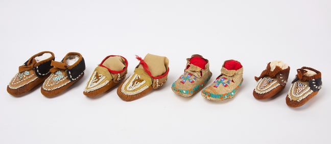 Four Pairs of Children's Moccasins