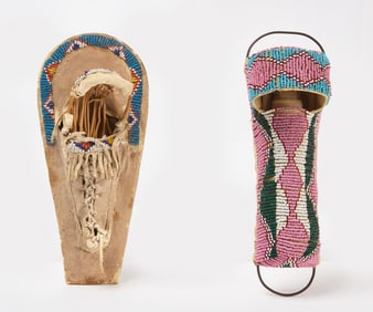 Two Native American Hooded Doll Cradleboards