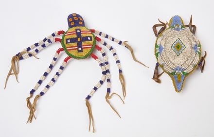 Two Large Native American Amulets - Turtle and Rare Spider