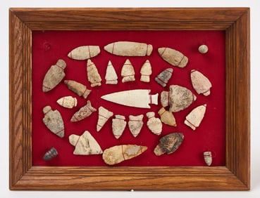 Framed Series of Native American Lithics