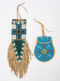 Beaded Ute Tail Bag and Peyotte Pouch