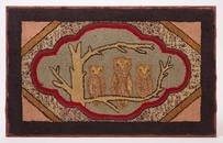 Hooked Rug with Three Owls