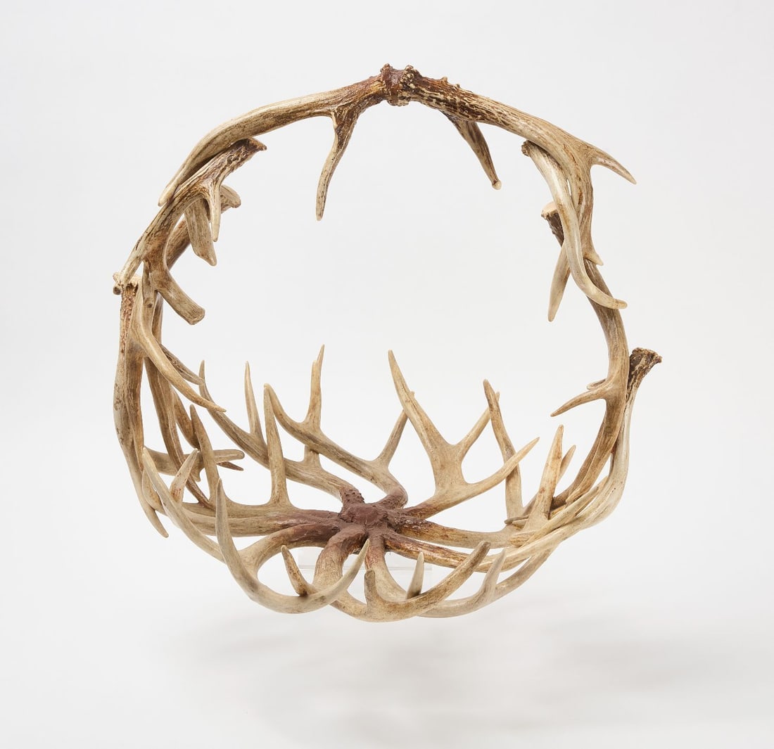 Antler Basket: Antler basket. H 18 in. D 24 in.