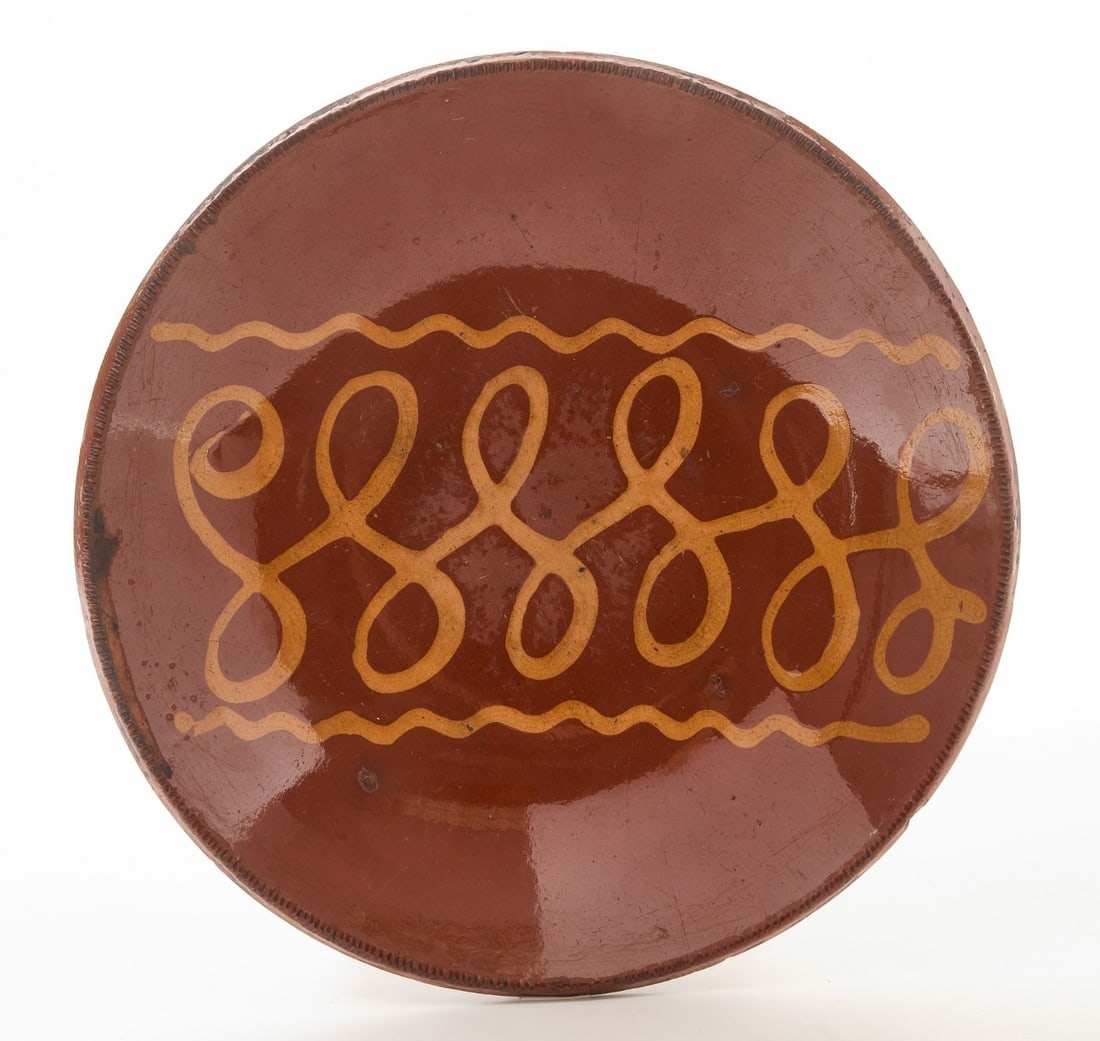 Redware Slip Decorated Charger (1 of 3)