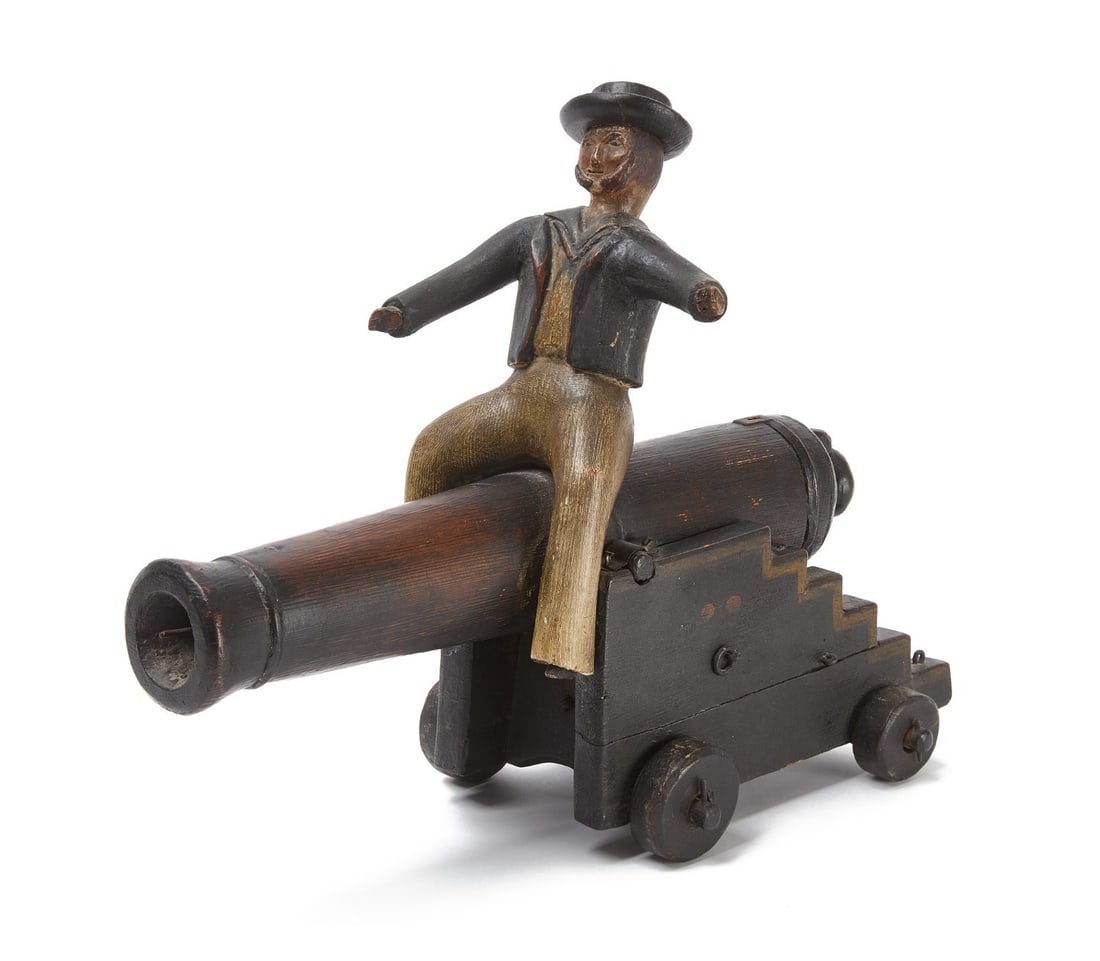 Sailor Trade Figure Seated on a Cannon