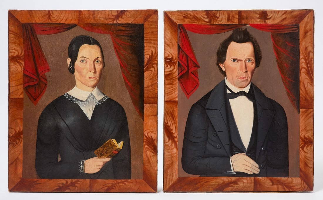Sheldon Peck- Pair of Folk Art Portraits