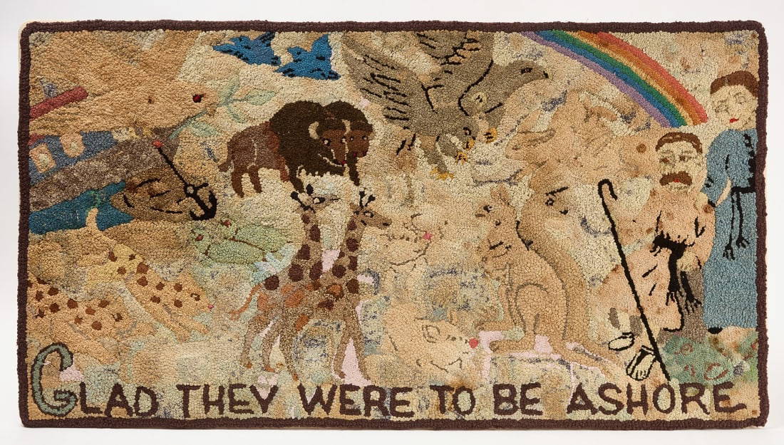 James and Mercedes Hutchinson - Biblical Hooked Rug with Animals