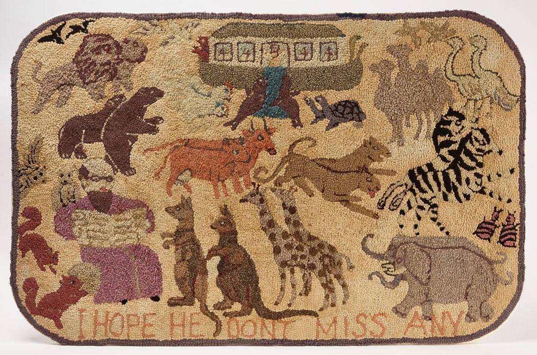 James and Mercedes Hutchinson - Noah's Ark Hooked Rug