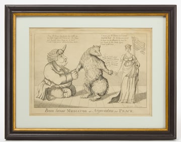 William Charles - 'Bruin become Mediator or Negociation for Peace' War of 1812 Political Cartoon