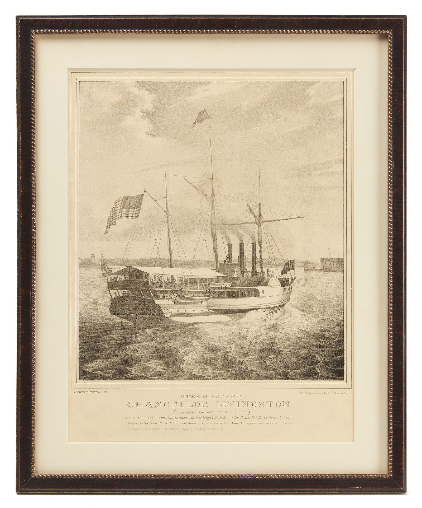 Steam Packet Chancellor Livingston' Framed Lithograph (1 of 3)