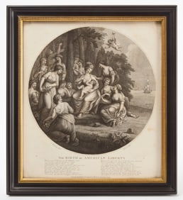 John Ogborn - 'The Birth of American Liberty' 1784 Allegorical Print
