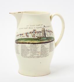 Liverpool Creamware Pitcher - Bidston Lighthouse Signals