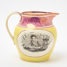 Sunderland Creamware Jug - Captain Jones of the Macedonian