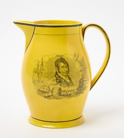 Yellow Liverpool Creamware Jug - Captain Jones of the Macedonian and Commodore Perry