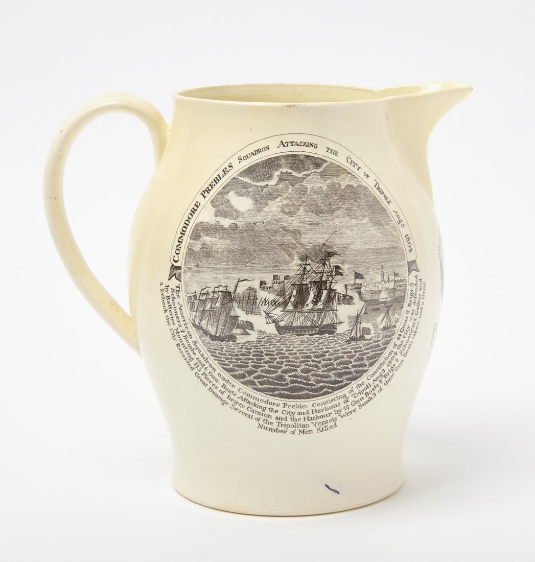 Liverpool Creamware Jug - Commodore Preble v. Tripoli (1 of 5)
