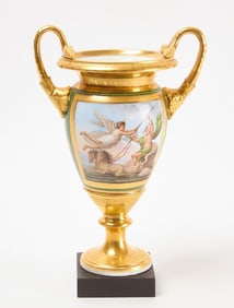 Paris Porcelain Vase with Double Snake Handles