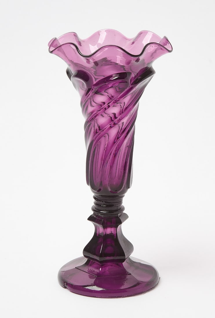 Boston and Sandwich Company-Amethyst Glass Twisted Loop Vase (1 of 4)