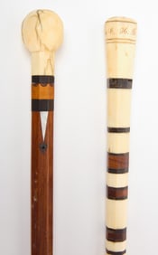 Two Scrimshaw Walking Sticks