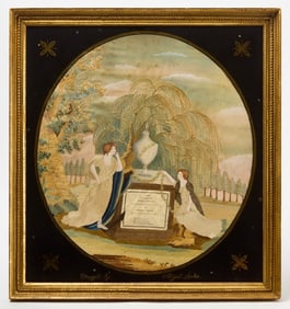 Memorial Needlework on Silk for the Larkin Family