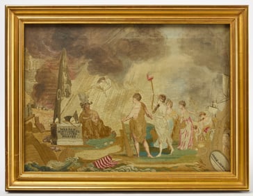 Needlework on Silk - 'The Genius of America'