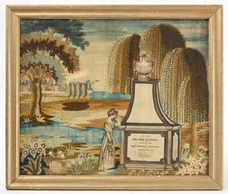 Memorial Needlework on Silk for the Bradbury Family